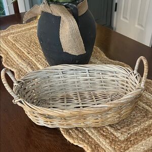 Rustic Woven Basket with Handles